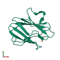 PDB entry 2gb2 coloured by chain, front view.