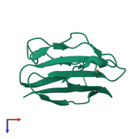 PDB entry 2gb2 coloured by chain, top view.
