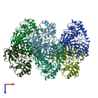 PDB entry 2gb3 coloured by chain, top view.
