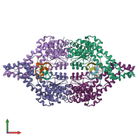 PDB entry 2gb7 coloured by chain, front view.