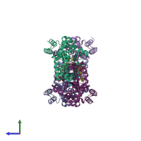 PDB entry 2gb7 coloured by chain, side view.