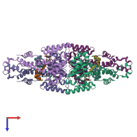 PDB entry 2gb7 coloured by chain, top view.