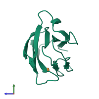 PDB entry 2gba coloured by chain, side view.