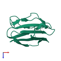 PDB entry 2gba coloured by chain, top view.