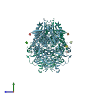 PDB entry 2gbc coloured by chain, side view.