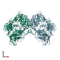 PDB entry 2gbg coloured by chain, front view.