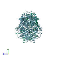 PDB entry 2gbg coloured by chain, side view.