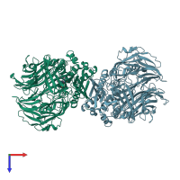 PDB entry 2gbg coloured by chain, top view.