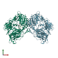 PDB entry 2gbi coloured by chain, front view.