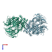 PDB entry 2gbi coloured by chain, top view.