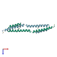 PDB entry 2gbo coloured by chain, top view.