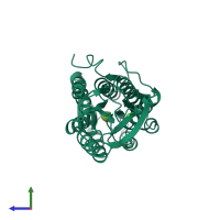 PDB entry 2gbp coloured by chain, side view.