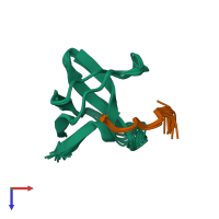 PDB entry 2gbq coloured by chain, ensemble of 15 models, top view.