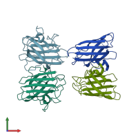 PDB entry 2gbu coloured by chain, front view.