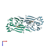 PDB entry 2gc2 coloured by chain, top view.