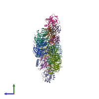 PDB entry 2gc4 coloured by chain, side view.