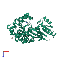 PDB entry 2gc5 coloured by chain, top view.