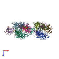 PDB entry 2gc7 coloured by chain, top view.