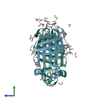 PDB entry 2gc9 coloured by chain, side view.