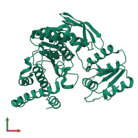 PDB entry 2gcb coloured by chain, front view.