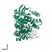 PDB entry 2gcb coloured by chain, side view.