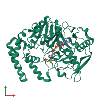 PDB entry 2gcq coloured by chain, front view.