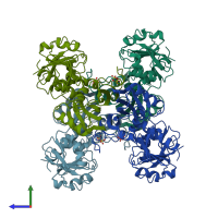 PDB entry 2gd1 coloured by chain, side view.