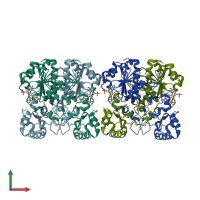 PDB entry 2gd2 coloured by chain, front view.