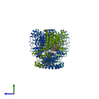 PDB entry 2gd2 coloured by chain, side view.