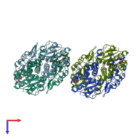 PDB entry 2gd2 coloured by chain, top view.