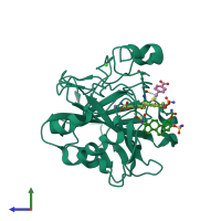 PDB entry 2gd8 coloured by chain, side view.