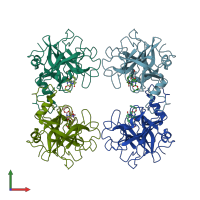 PDB entry 2gdd coloured by chain, front view.
