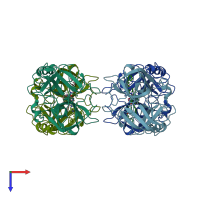 PDB entry 2gdd coloured by chain, top view.