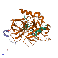 PDB entry 2gde coloured by chain, top view.