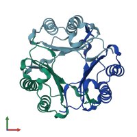 PDB entry 2gdg coloured by chain, front view.