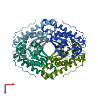 PDB entry 2gds coloured by chain, top view.