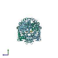 PDB entry 2gdu coloured by chain, side view.