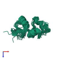 PDB entry 2gdx coloured by chain, ensemble of 16 models, top view.