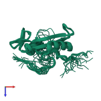 PDB entry 2ge9 coloured by chain, ensemble of 20 models, top view.