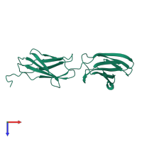 PDB entry 2gee coloured by chain, top view.