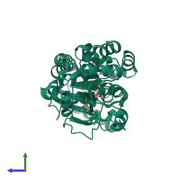 PDB entry 2gej coloured by chain, side view.