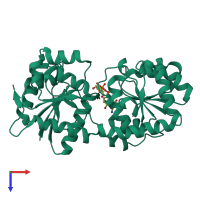 PDB entry 2gej coloured by chain, top view.