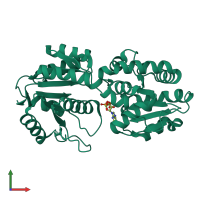 PDB entry 2gek coloured by chain, front view.