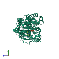 PDB entry 2gek coloured by chain, side view.
