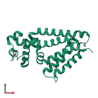 PDB entry 2gen coloured by chain, front view.