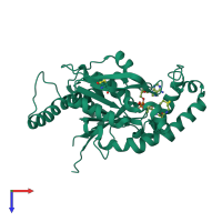 PDB entry 2ges coloured by chain, top view.