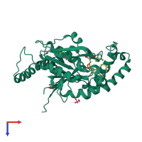 PDB entry 2get coloured by chain, top view.