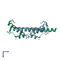 PDB entry 2gf4 coloured by chain, top view.
