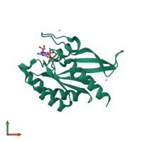PDB entry 2gf9 coloured by chain, front view.