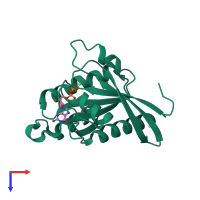 PDB entry 2gf9 coloured by chain, top view.